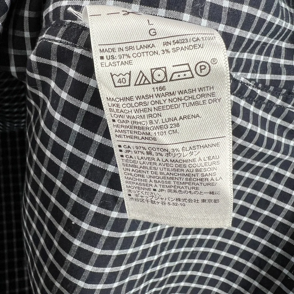 Banana Republic Shirt Mens Large Black Check Long Sleeve Button Up Athletic Fit